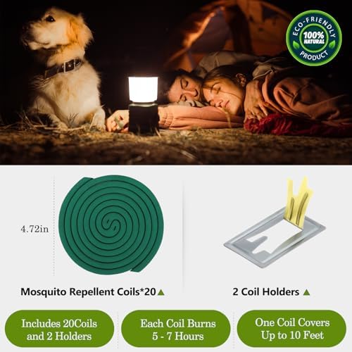 USKICH Mosquito Repellent Coils 20 Pack with 2 Stands