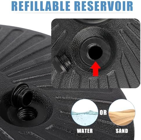 Heavy Duty Round Umbrella Base Stand with Steel Holder 50lbs Capacity 20inch Black