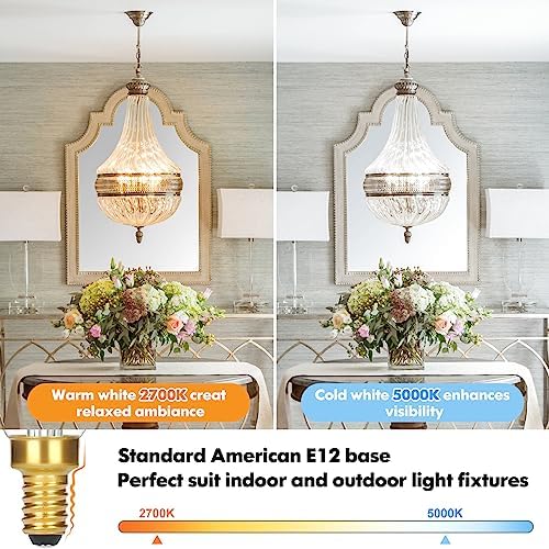 GoBright Dimmable E12 LED Chandelier Light Bulbs 12-Pack