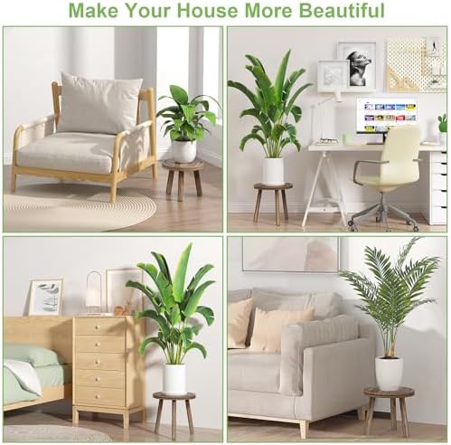3-Pack Dark Brown Wood Plant Stands for Indoor Use