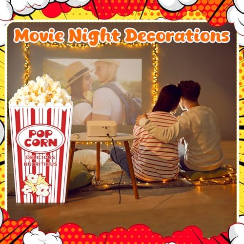 Yuminefeety 4 Feet Red White Striped Popcorn Box Cardboard Cutout Standup Decor