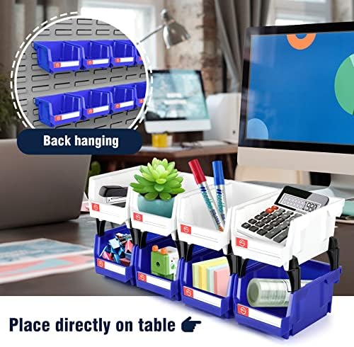 PeHui Stackable Storage Bins for Screws and Office Supplies Blue 6Pack