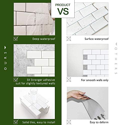 STICKGOO 10-Sheet Peel and Stick Subway Tile White Thicker Design