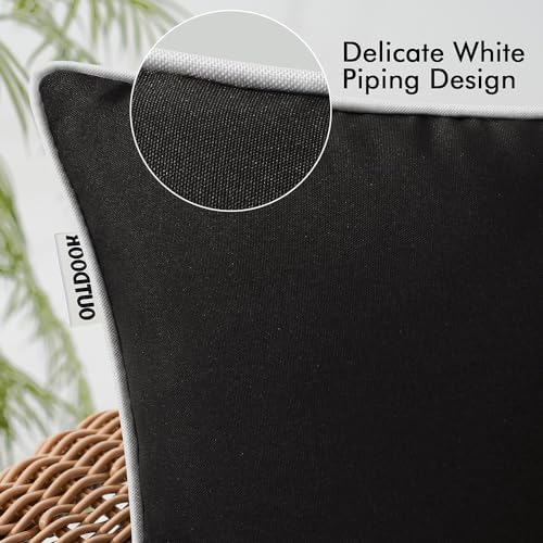 MIULEE Pack of 2 Outdoor Waterproof Decorative Throw Pillow Covers - Square 18x18 Inch Black