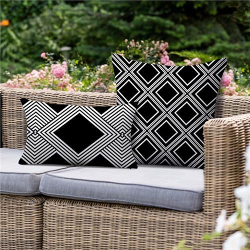 NIGHTWISH Waterproof Pillow Covers Set of 4 Black White