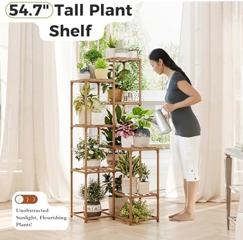 Bamworld Tall Plant Stand with 8 Shelves