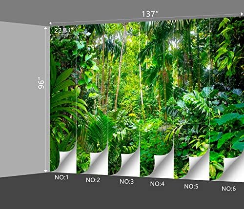 Tropical Rainforest Wallpaper Bedroom Green Leaf Art Decor