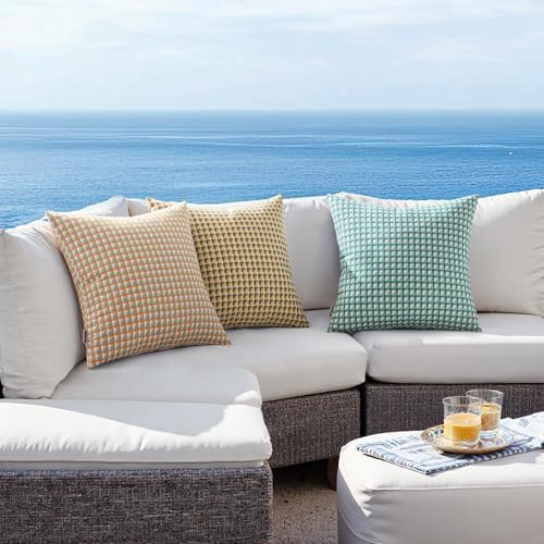 MIULEE 2 Piece Outdoor Throw Pillow Covers Square Waterproof Yellow