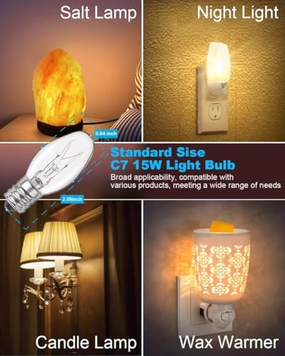 OuuKoo 15W C7 Bulbs for Wax Warmers - Dimmable 15 Pack