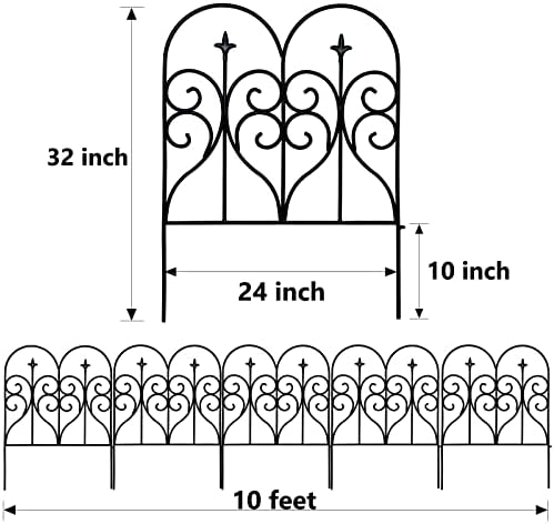 Thealyn Decorative Garden Fence 32 in x 10 ft Outdoor Rustproof Metal Barrier
