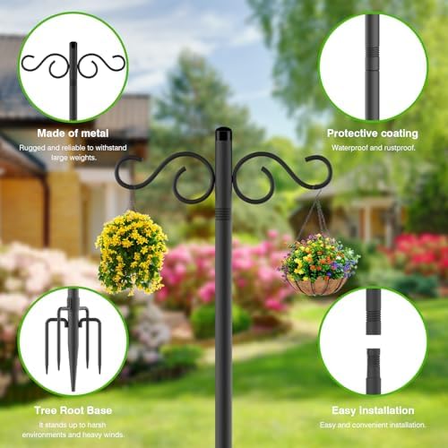 RCUICA Double Shepherds Hooks 90 Inch 2 Pack Outdoor Garden Decor