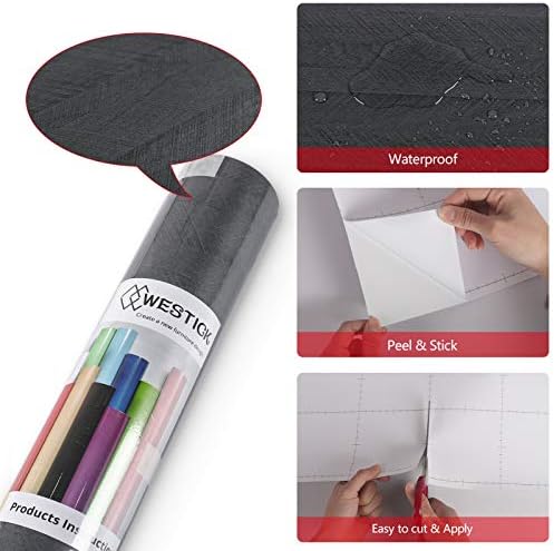 WESTICK Black Waterproof Wood Contact Paper 158 x 78 Inch