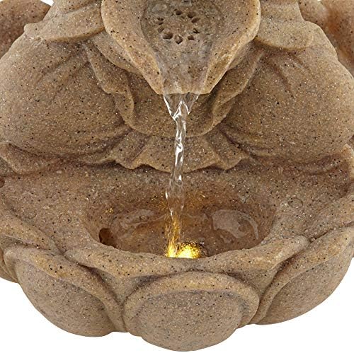 Calm Buddha 14 High Sandstone Fountain with LED Light