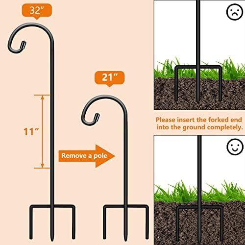 Gtongoko 32 Adjustable Matte Black Shepherd Hooks 4 Pack