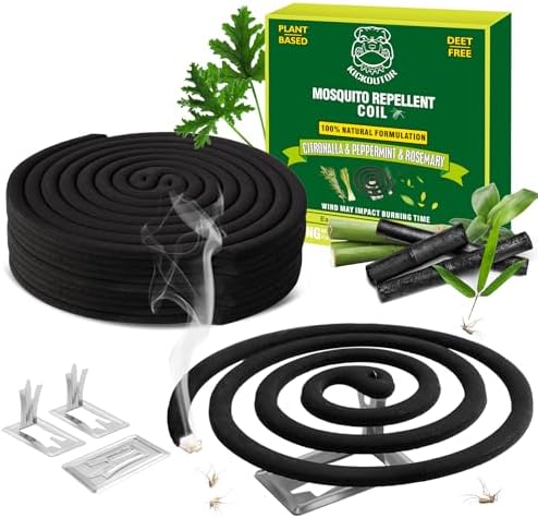KICKOUTOR Natural Mosquito Repellent Coils 20PCS with 4 Stands for Outdoor Use