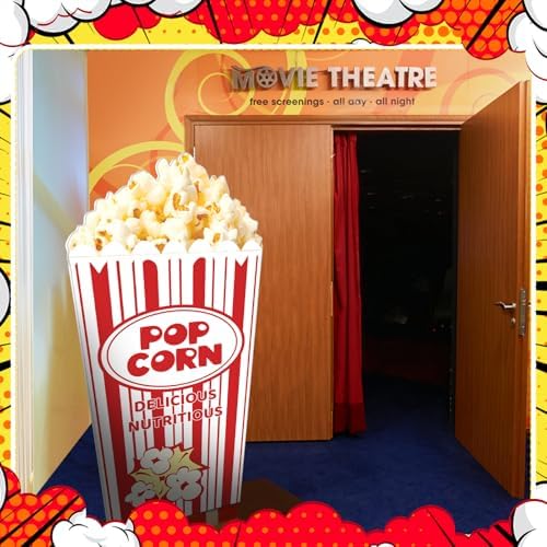 Yuminefeety 4 Feet Red White Striped Popcorn Box Cardboard Cutout Standup Decor