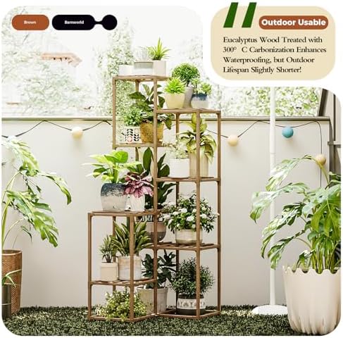 Bamworld Tall Plant Stand with 8 Shelves