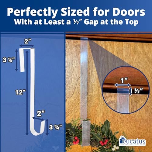 Non Scratch Clear Wreath Hanger 2 Pack 12in Hooks for Doors and Windows