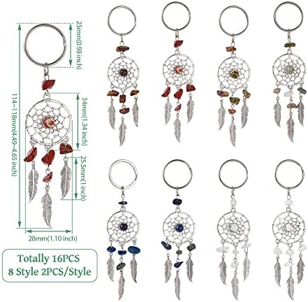 Pandahall 16Pcs Dream Catcher Crystal Charms Wall Hanging Decor