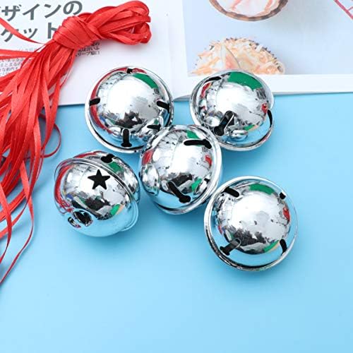 10pcs Silver Glitter Star Sleigh Bells for Christmas Decor