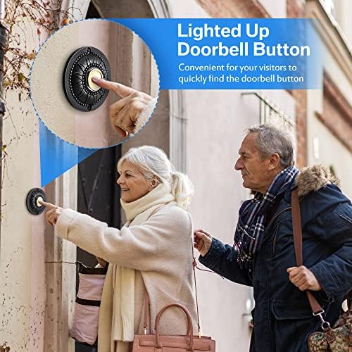 Dreyoo Round Metal Doorbell Push Button with LED Light