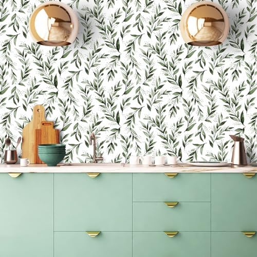 Livebor Olive Leaf Peel and Stick Wallpaper 177x1181 Inch