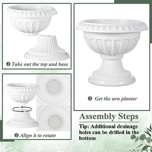Zhehao 4 Pcs Classic Urn Planters White Vases