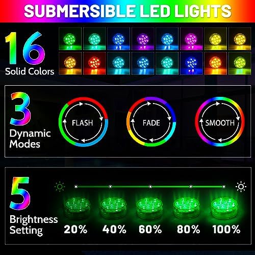 YiaMia RGB LED Pool Light 2-Pack with Remote Control