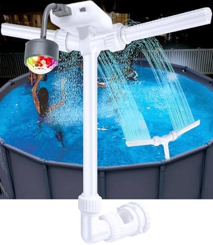 BowLUQ Pool Fountain Multi-Color Waterfall Sprinkler with Adjustable Jets