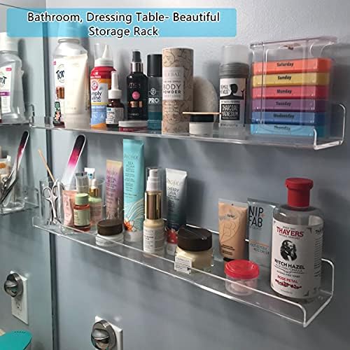 2-Pack 15 Inch Acrylic Window Plant Racks - Suction Cup Sill Extenders for Succulents Herb Gardens and Bathroom Storage