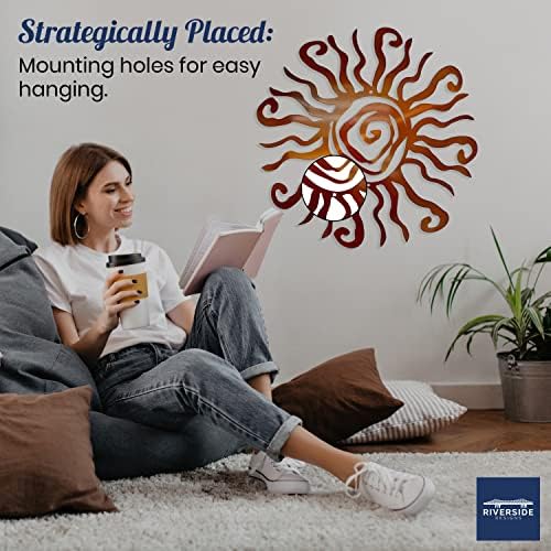 Wacky Sun Metal Wall Art Indoor Outdoor Decor - 12 Inch Copper Rust Proof Wall Sculpture Made in USA