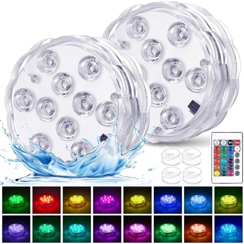 YiaMia RGB LED Pool Light 2-Pack with Remote Control