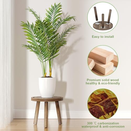 3-Pack Dark Brown Wood Plant Stands for Indoor Use