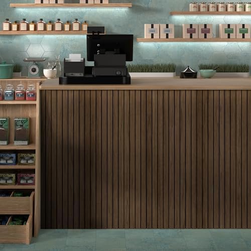 4-Piece Wood Slat Wall Panel for Noise Control Peel and Stick Acoustic Decor Walnut