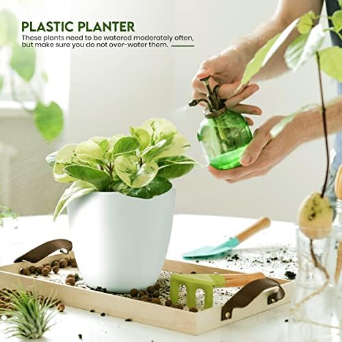 Utopia Home White Plastic Planters 5 Pack with Drainage