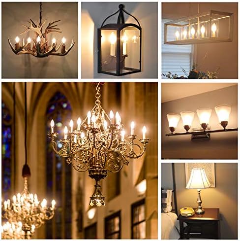 Hizashi 90CRI Candelabra LED Light Bulbs 12 Pack