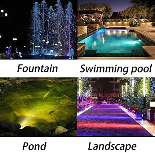 TENSUL Colored Pond Lights with Timer 1-Light IP68 Waterproof RGB Fountain Light for Outdoor Garden