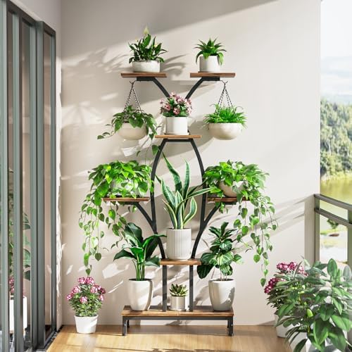 VOZZYOTO 7-Tier Plant Stand with Grow Lights