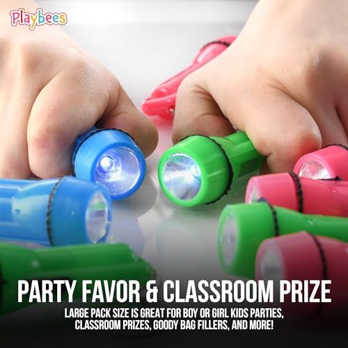 Mini Plastic Flashlight Keychain Bulk - 24 Pieces Assorted Colors LED for Kids