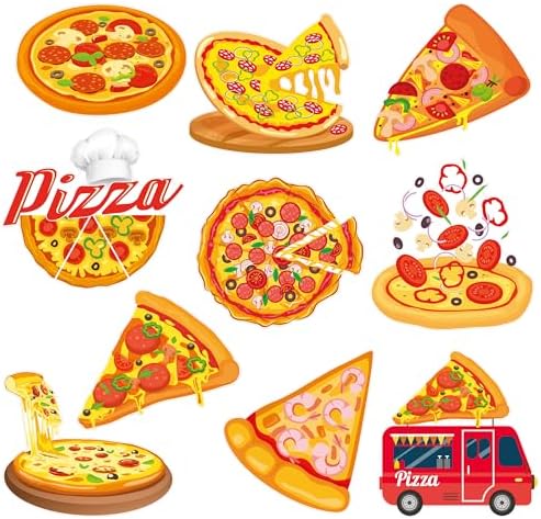 10Pcs Pizza Party Cutouts for Birthday Decorations