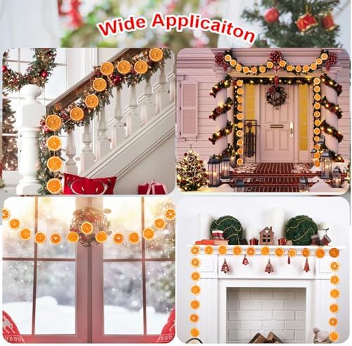 Jtoder Dried Orange Slice Wreath with Hemp Rope 50 Pcs Christmas Decorations