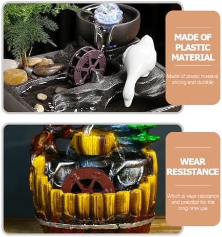 VICASKY 2pcs Miniature Tabletop Fountain Wood Water Wheel Decorations
