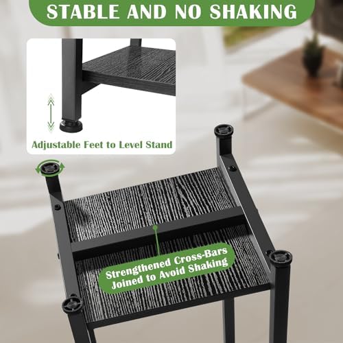 Extra Tall 2 Tier Plant Stand with Heavy Duty Wood 40 Inch Black
