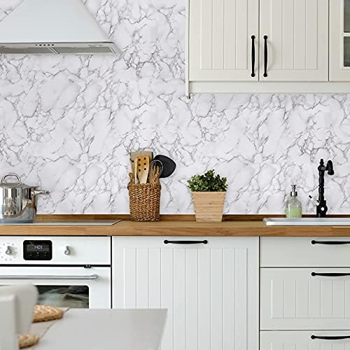 Caltero Glossy Marble Self Adhesive Contact Paper 157x118 White Grey