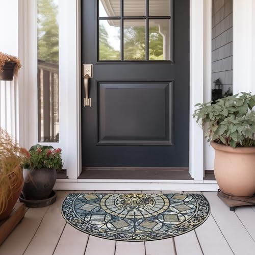 CHICHIC Large Entry Door Mat 24x36 Inch Blue Non-Slip Rubber Back