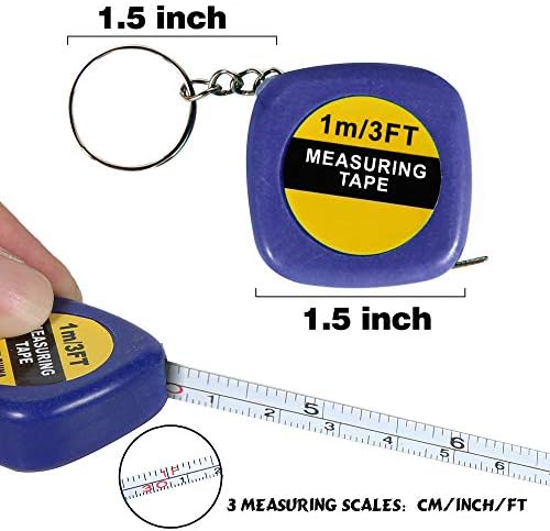 PROLOSO Retractable Tape Measure Keychains 1m 3ft Pack of 20