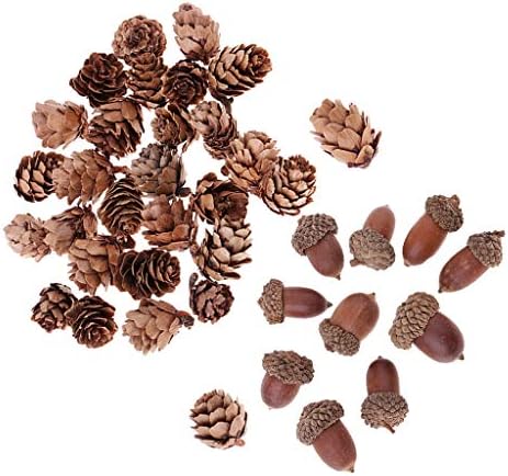 40 Pack Rustic Natural Dried Acorns Pine Cones Ornaments