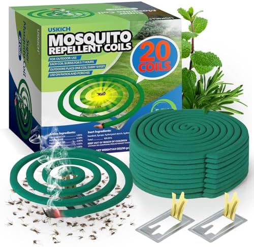 USKICH Mosquito Repellent Coils 20 Pack with 2 Stands