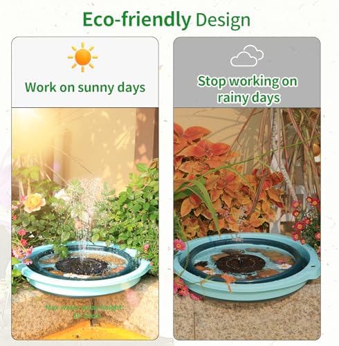 AMZtime 14W Solar Bird Bath Fountain with 4 Rods