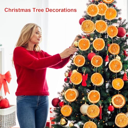 Jtoder Dried Orange Slice Wreath with Hemp Rope 50 Pcs Christmas Decorations